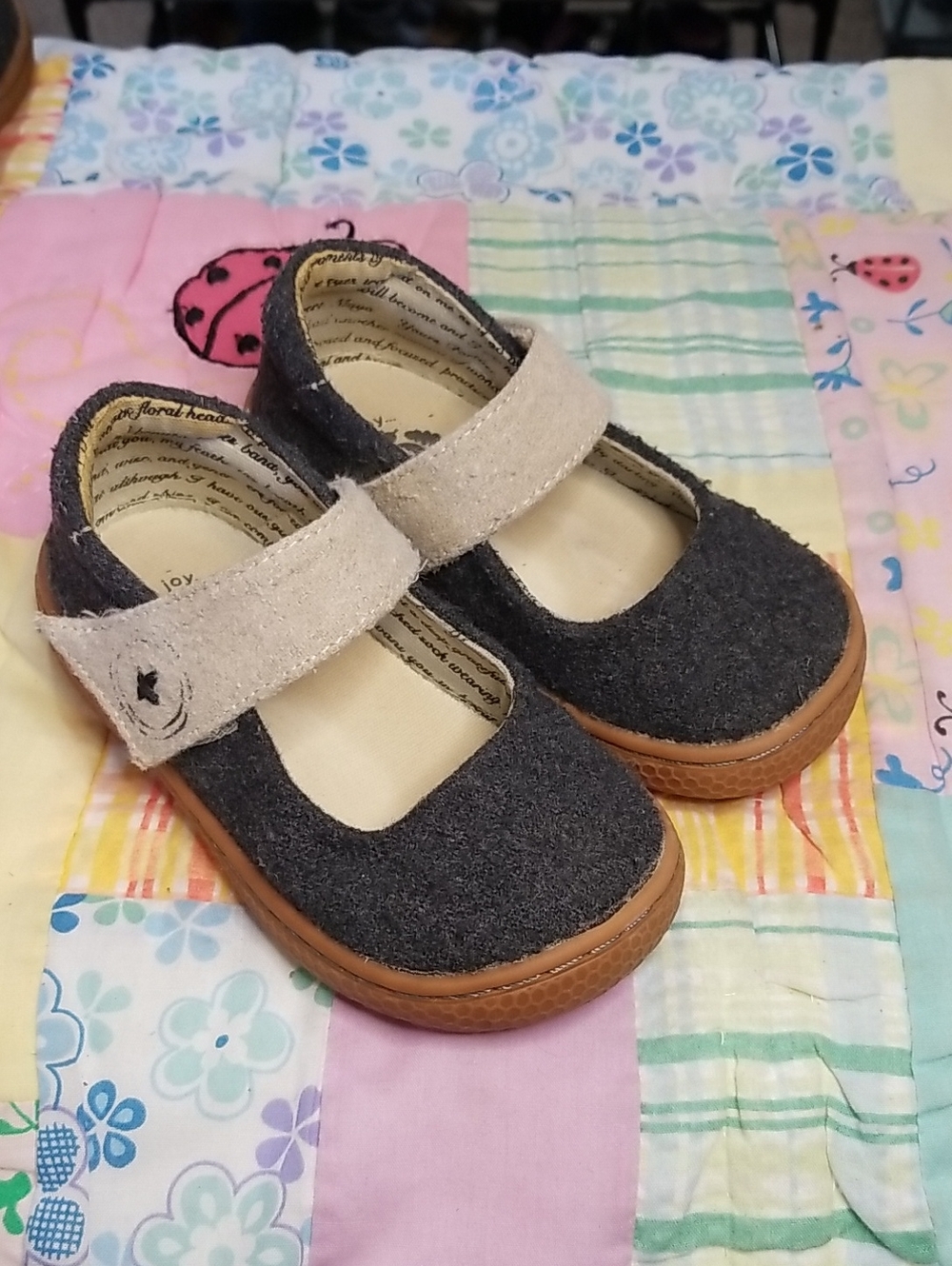 Livie & Luca Charcoal Mary Jane with Beige Strap Size 7 Carta II